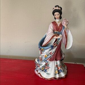 Elegant Porcelain Figurine with Floral Accents